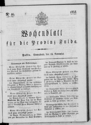 Nr. 46, Ausgabe vom 13. November 1852