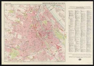 Stadtplan von Wien, 1:20 000, um 1942 : Orientierungsplan von Wien. - 1:20 000. - Wien : Freytag & Berndt , [ca. 1942]. - 1 Kt. : mehrfarb. ; 51 x 47 cm, gefaltet + Beih. (1 Kt.,1 Übersichtsplan, 27 S.). - Beih. u.d.T.: Freytag & Berndt's Pläne von Wien. - Mit e. alphabetisch geordnetem Verz. der wichtigsten Behörden, Ämter, Sehenswürdigkeiten und öffentlichen Gebäude Wiens auf der Kt.