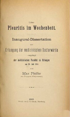 Ueber Pleuritis im Wochenbett