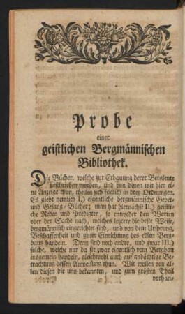 Probe einer geistlichen Bergmännische Bibliothek