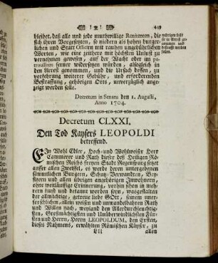 Decretum CLXXI. - Decretum CLXXX.