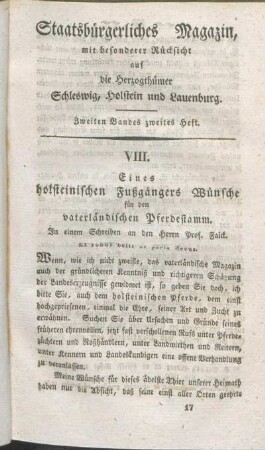 Zweiten Bandes zweites Heft.