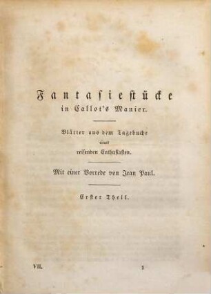 E. T. A. Hoffmann's gesammelte Schriften, 7. Phantasiestücke in Callot's Manier