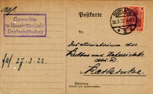 Postkartenalbum mit Motiven von Durlach. "Gewerbe- und Handelsschule Durlach (Baden)"