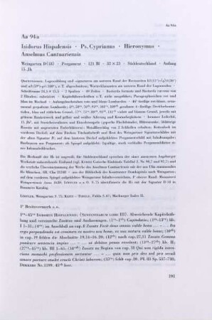 Aa 94a. Isidorus Hispalensis, Ps. Cyprianus, Hieronymus, Anselmus Cantuariensis