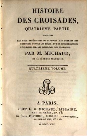 Histoire des Croisades, 4