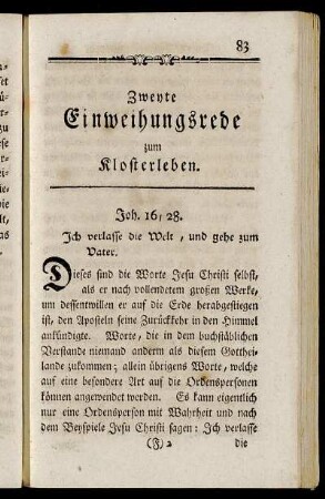 Zweyte Einweihungsrede zum Klosterleben.