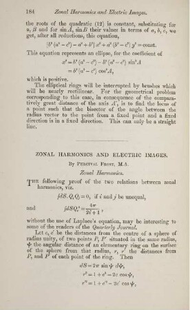 Zonal harmonics and electric images.