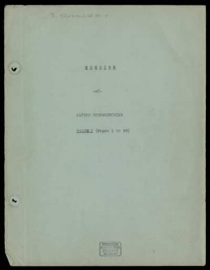 Lebenserinnerungen des Malers Alfred Schwarzschild : Memoirs of Alfred Schwarzschild