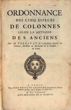 Ordonnance de cinq espèces de colonnes
