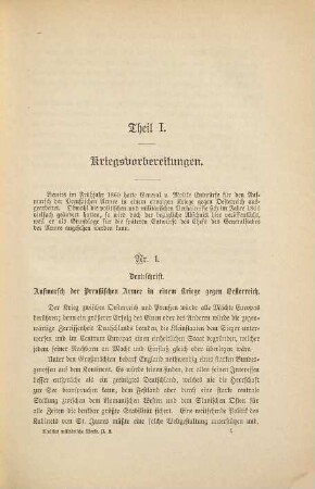 Moltkes militärische Werke, 1. Militärische Korrespondenz