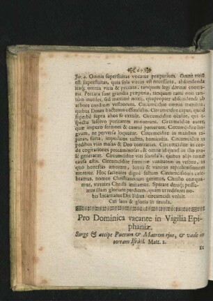 Pro Dominica vacante in Vigilia Epiphaniae.