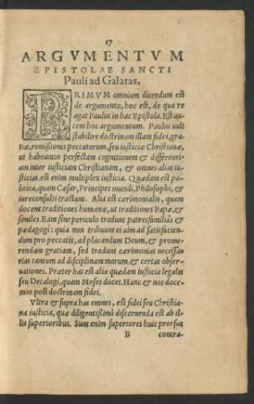 Argumentum Epistolae Sancti Pauli ad Galatas.
