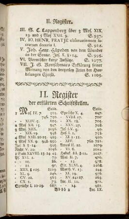 II. Register der erklärten Schriftstellen.