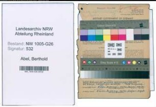 Entnazifizierung Berthold Abel , geb. 26.09.1912 (Steuerinspektor)