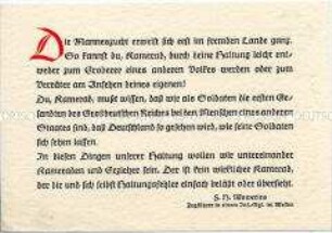 Postkarte mit militärischem Text