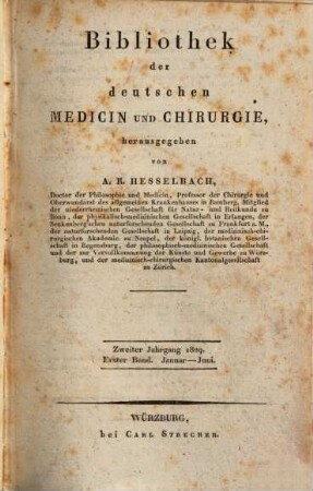 Bibliothek der deutschen Medicin und Chirurgie. 2,1. 1829, Jan. - Juni