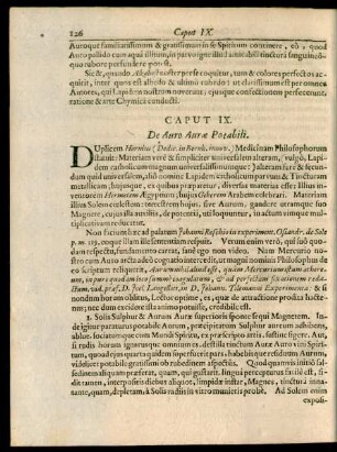 Caput IX. De Auro Aurae Potabili.
