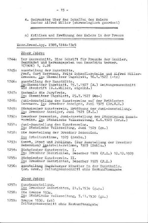 4. Gedrucktes über das Schaffen des Malers Gustav Alfred Müller (chronologisch geordnet)