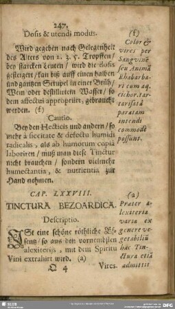 Cap. LXXVIII. Tinctura Bezoardica