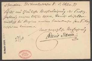 Brief an B. Schott's Söhne : 26.10.1897