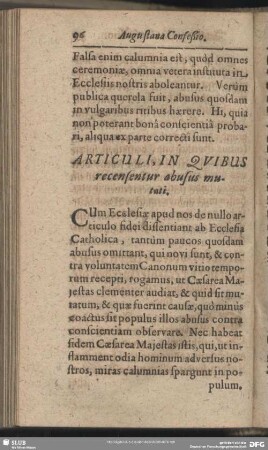 Articuli, In Quibus recensentur abusus mututi