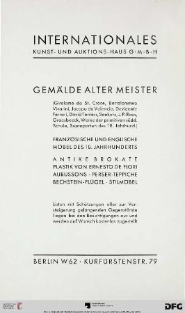 Kunstbesitz und Wohnungseinrichtung, Berlin, am Karlsbad 1a... : Versteigerung Mittwoch, den 18. Juni 1930