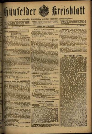Ausgabe vom Dienstag, den 08. April 1919.
