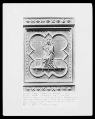 Tür — Zyklus mit Darstellungen aus dem Leben Johannes des Täufers und mit Tugenddarstellungen — rechter Flügel, 6. Reihe, rechtes Relief: Humilitas (Demut)