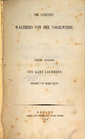 Die Gedichte Walthers von der Vogelweide