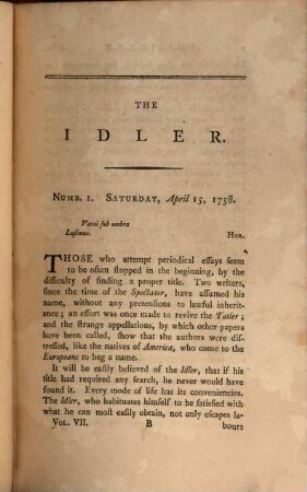 Works, 7. The Idler