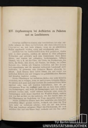 XIV. Anpflanzungen bei Auffahrten zu Palästen und zu Landhäusern.