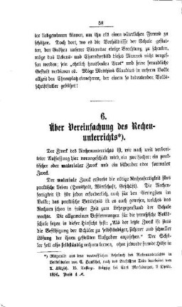 Über Vereinfachung des Rechenunterrichts