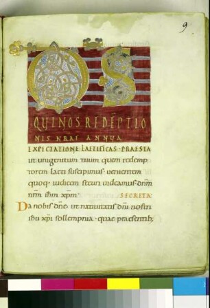 Guntbald-Sakramentar — Initialzierseite, Folio fol. 9r