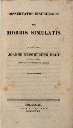 Dissertatio inauguralis de morbis simulatis