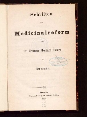 Schriften zur Medicinalreform
