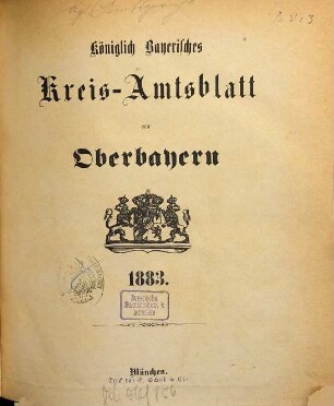 Königlich-bayerisches Kreis-Amtsblatt von Oberbayern. 1883