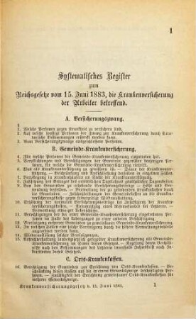 Das Deutsche Arbeiter-Kranken-Versicherungs-Gesetz vom 15. Juni 1883 mit dem bayerischen Ausführungsgesetze vom 28. Februar 1884 und den einschlägigen Vollzugsbestimmungen somit Statuten-Formularen nebst Auszügen aus dem bayerischen Gesetze vom 29. April 1869 die öffentliche Armen und Krankenpflege und dem Verwaltungsgerichtshofs-Gesetze vom 8. August 1878 : Mit erläuternden Noten. (Separatabdruck aus dem Sammelwerke "Bayerns Gesetzen und Gesetzbücher.")