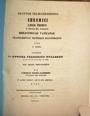 Dionysii Telmahharensis Chronici Liber ... : e codice Mss. Syriaco Bibliothecae Vaticanae transcriptus notisque illustratus. 32