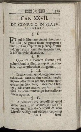 Cap. XXVII. De Coniugio In Statu Libertatis.