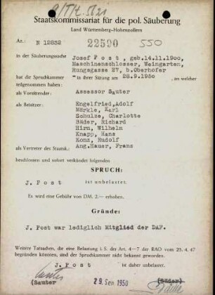 Post, Josef