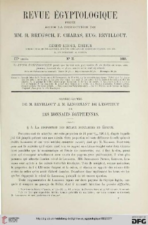 3: Seconde lettre de M. Revillout à M. Lenormant de l'Institut sur les monnaies égyptiennes