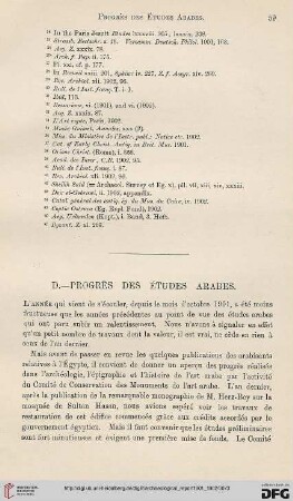 Progress of Egyptology : progrès des études arabes