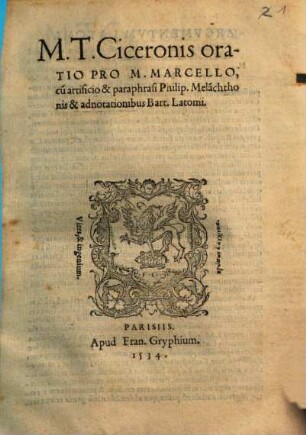 F. Sylvii Ambiani commentarii luculenti in treis M. Tullii Ciceronis ad C. Caesarem pro M. Marcello, pro Q. Ligario, pro Deiotaro rege