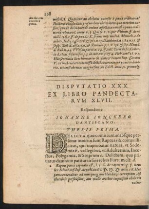 Disputatio XXX. Ex Libro Pandectarum XLVII.