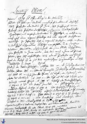Nachlass L. Oken (NL 45/A16) : Lebenslauf