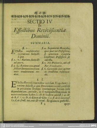 Sectio IV De Effectibus Reviviscentiae Dominii