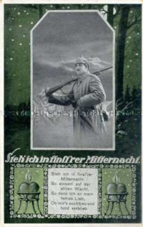 Wachsoldat bei Nacht, mit Vers