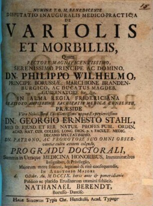 Disp. inaug. ... de variolis et morbillis