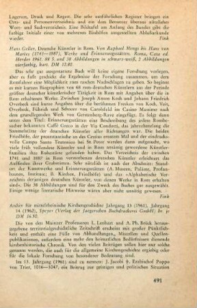 491-493 [Rezension] Archiv für mittelrheinische Kirchengeschichte; Jahrgang 13